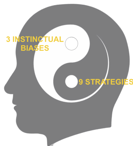 Silhouette of a person with a yin and yang symbol, representing two dimensions of the Enneagram